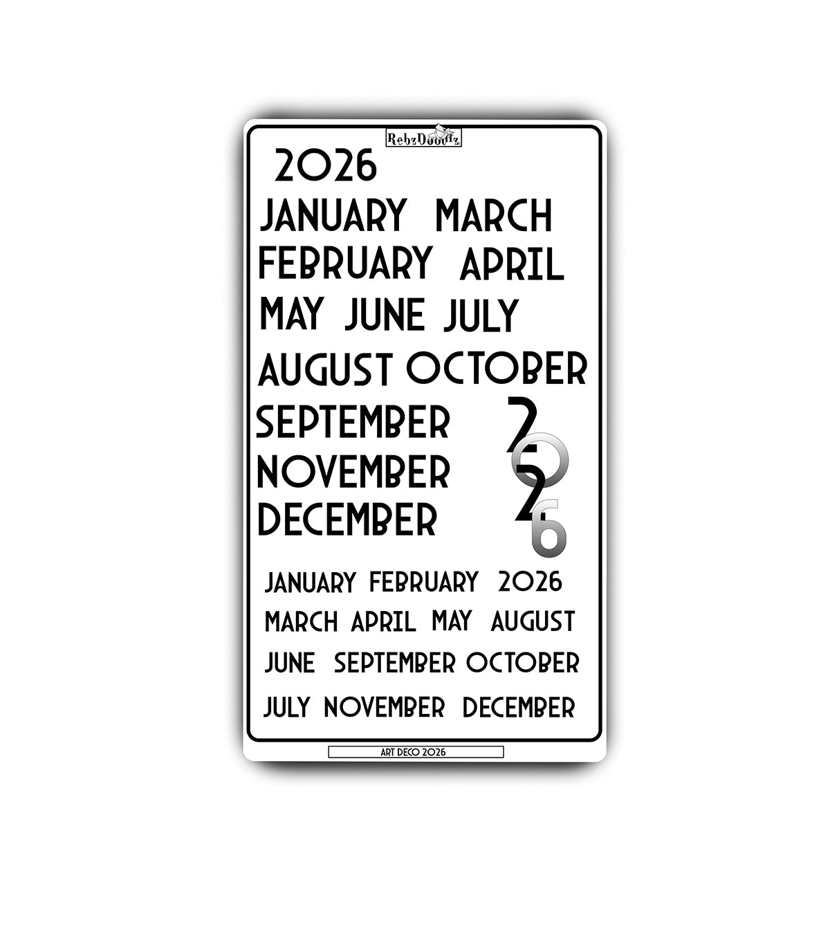 Bring the golden age of design into your 2026 planning! Illustrated by Rebz Doodlz