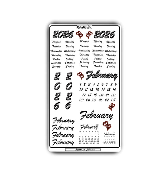 Celebrate the month of love and fresh starts with our February 2026 Sticker Sheet!  Illustrated by Rebz Doodlz