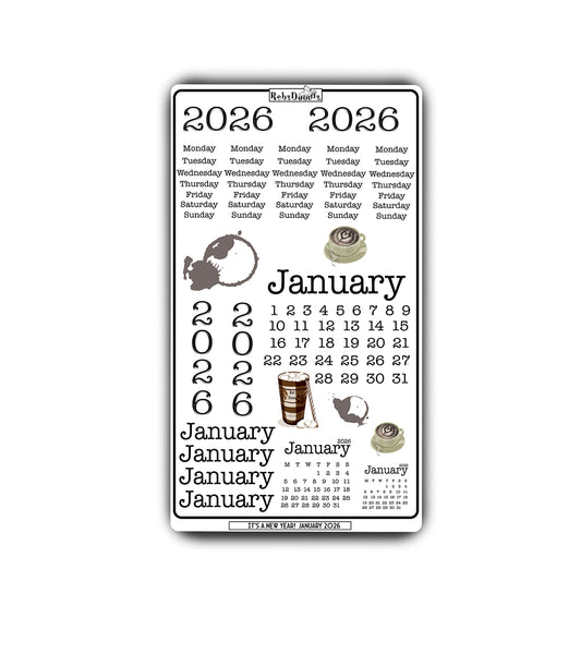 This versatile sheet includes everything you need to build beautiful, functional spreads for the first month of the year.  Illustrated by Rebz Doodlz