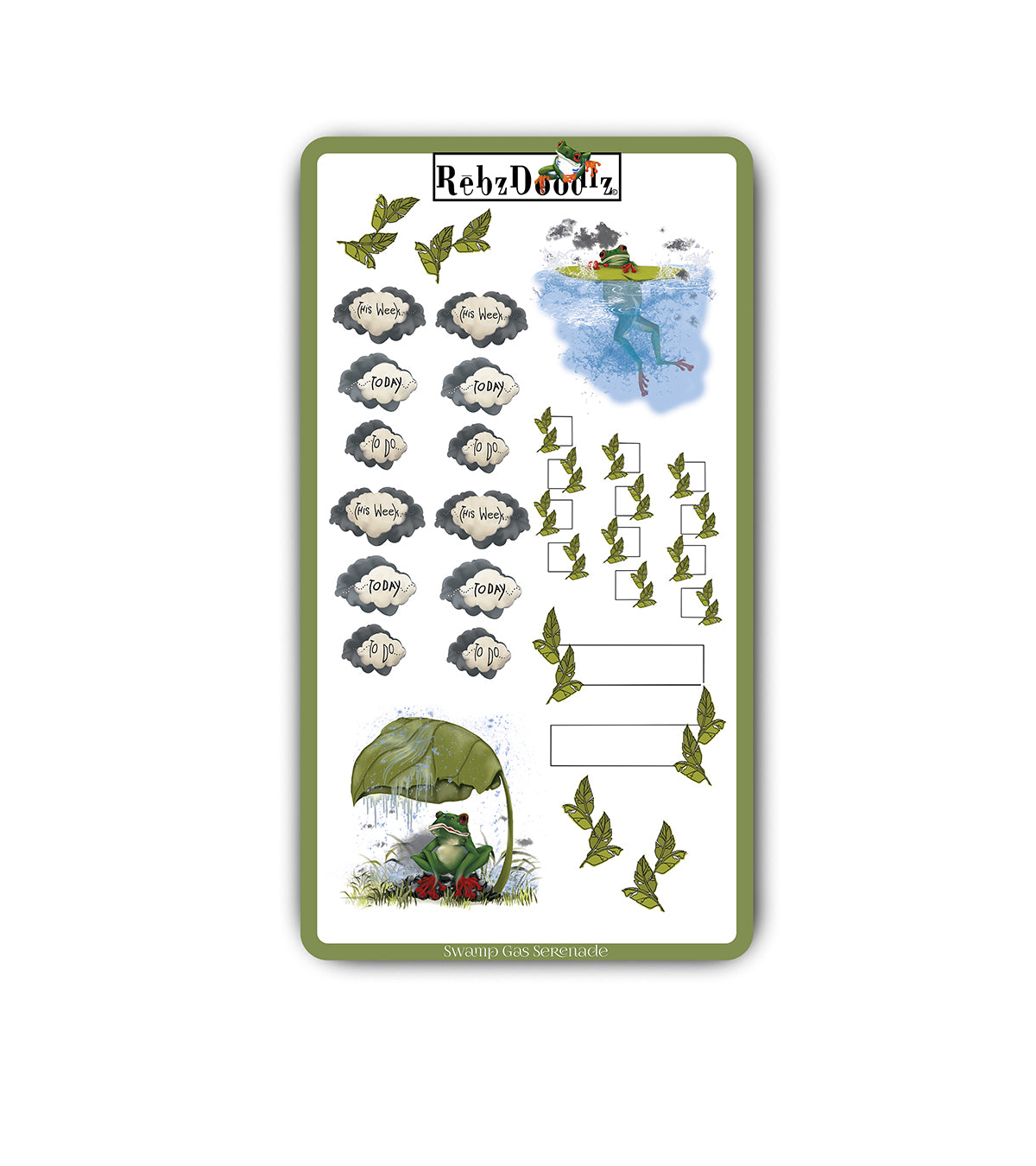 A delightfully moody frog to serenade you into unexpected giggles! Illustrated by Rebz Doodlz