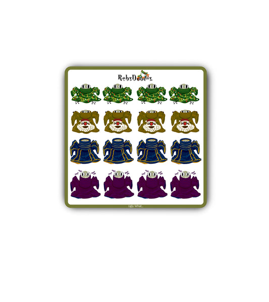 Farty McFroggerton has tried on every ridiculous holiday sweater he could find—and the results are fabulously ugly!  Illustrated by Rebz Doodlz